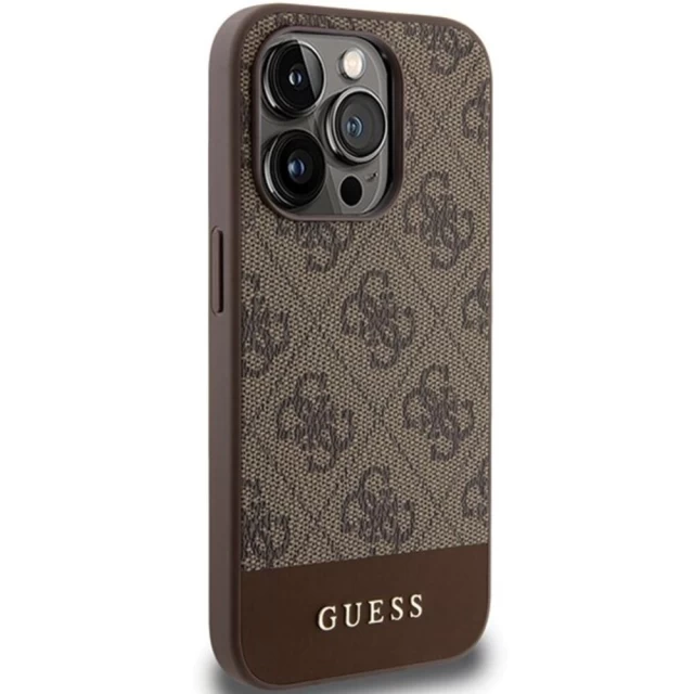 Чехол Guess 4G Stripe Collection для iPhone 15 Pro Max Brown (GUHCP15XG4GLBR)