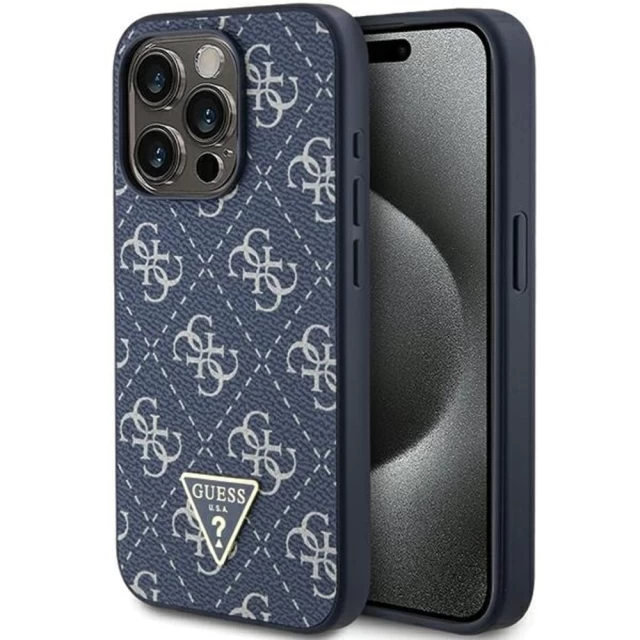 Чохол Guess 4G Triangle Metal Logo для iPhone 15 Pro Blue (GUHCP15LPG4GPB)