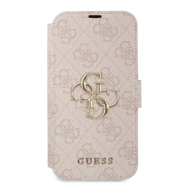 Чохол-книжка Guess 4G Metal Logo для iPhone 15 | 14 | 13 Pink (GUBKP15S4GMGPI)