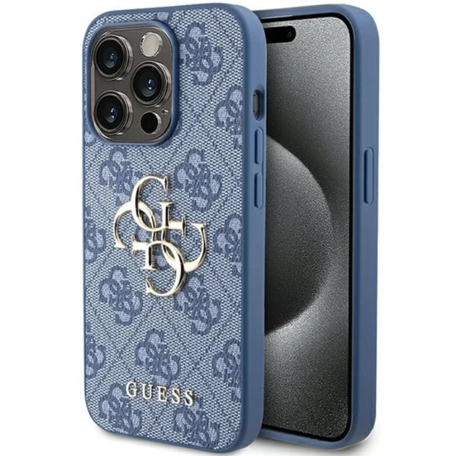 Чохол Guess 4G Big Metal Logo для iPhone 15 Pro Blue (GUHCP15L4GMGBL)