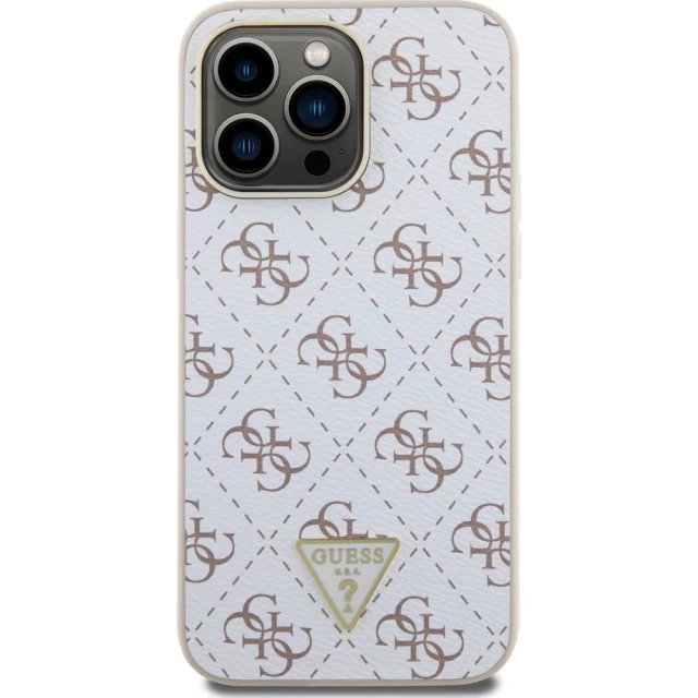 Чохол Guess 4G Triangle Metal Logo для iPhone 15 Pro Max White (GUHCP15XPG4GPH)