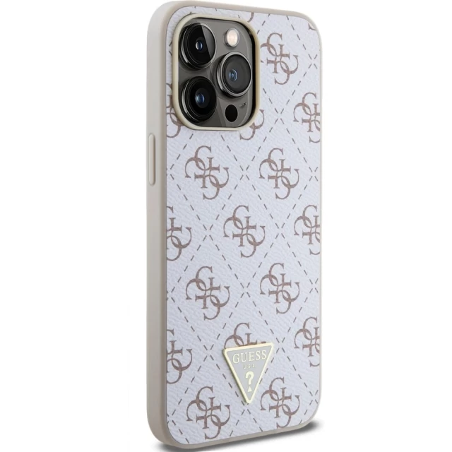 Чохол Guess 4G Triangle Metal Logo для iPhone 15 Pro Max White (GUHCP15XPG4GPH)