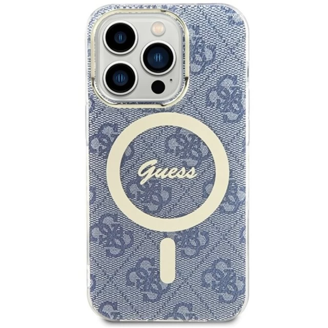 Чехол Guess IML 4G для iPhone 15 Pro Blue with MagSafe (GUHMP15LH4STB)