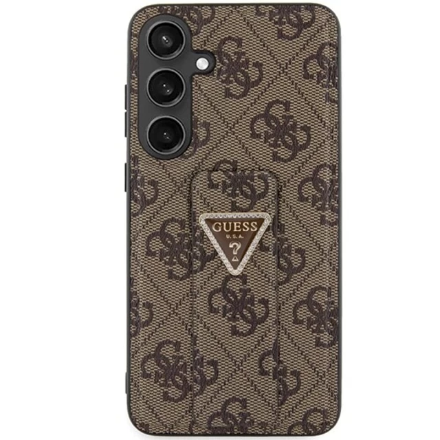 Чехол Guess Grip Stand 4G Triangle Strass для Samsung Galaxy S24 (S921) Brown (GUHCS24SPGS4TDW)