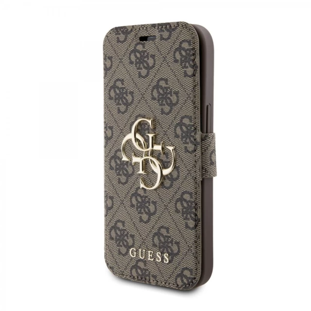 Чохол-книжка Guess 4G Metal Logo для iPhone 15 | 14 | 13 Brown (GUBKP15S4GMGBR)