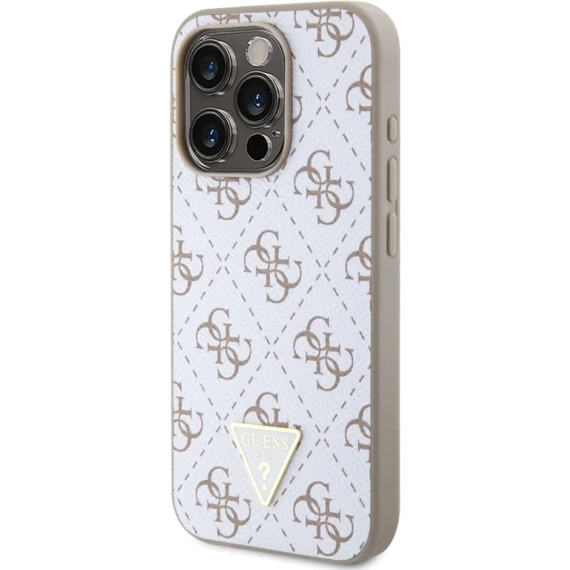 Чехол Guess 4G Triangle Metal Logo для iPhone 15 Pro White (GUHCP15LPG4GPH)