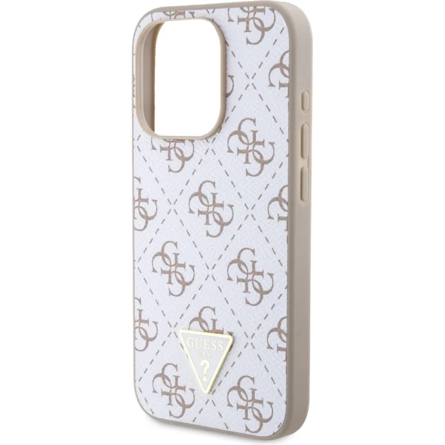 Чехол Guess 4G Triangle Metal Logo для iPhone 15 Pro White (GUHCP15LPG4GPH)