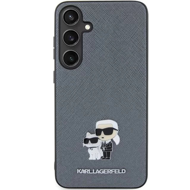 Чохол Karl Lagerfeld Saffiano Karl & Choupette Metal Pin для Samsung Galaxy S24 (S921) Grey (KLHCS24SPSAKCMPK)