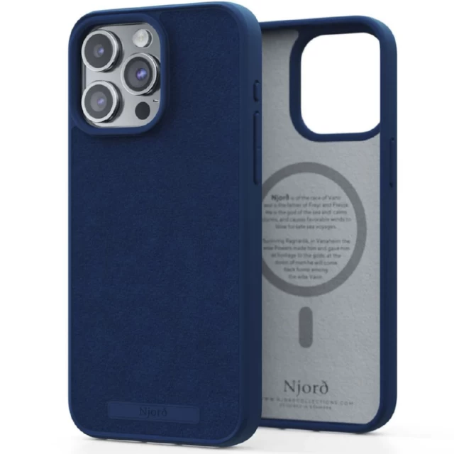 Чохол Elements Njord Suede Case для iPhone 15 Pro Max Navy Blue with MagSafe (NA54SU01)