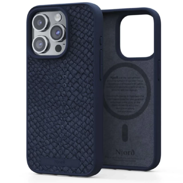 Чехол Elements Njord Salmon Leather Case для iPhone 15 Pro Petrol Blue with MagSafe (NA53SL01)