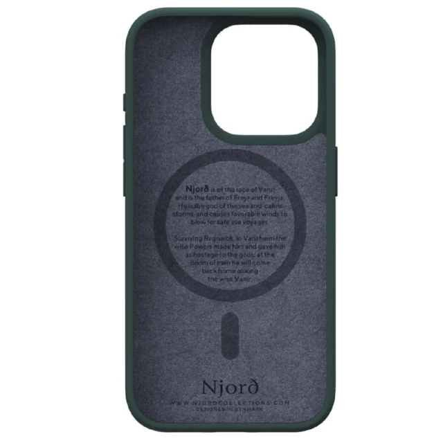 Чехол Elements Njord Salmon Leather Case для iPhone 15 Pro Dark Green with MagSafe (NA53SL02)