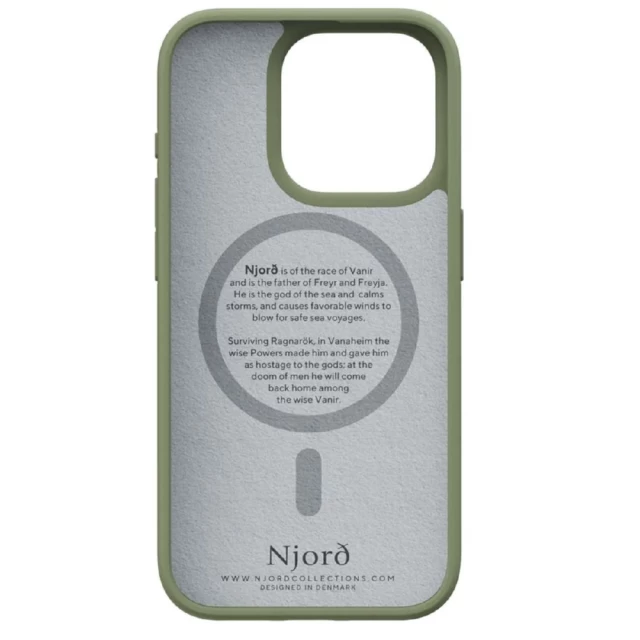 Чехол Elements Njord Suede Case для iPhone 15 Pro Olive with MagSafe (NA53SU06)