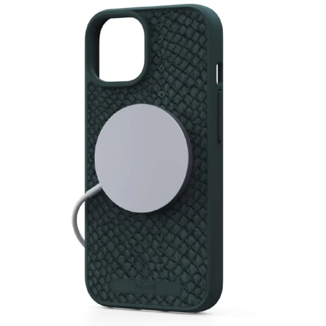 Чехол Elements Njord Salmon Leather Case для iPhone 15 Plus Dark Green with MagSafe (NA52SL02)