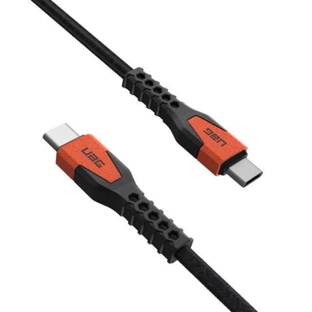 Кабель UAG Rugged Kevlar USB-C to USB-C 1.5m 60W Black/Orange (9B4413114097)