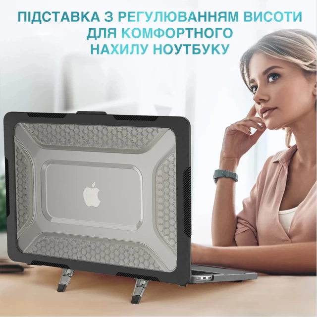 Чохол Upex Cyber Hexagon для MacBook Pro 14 M1/M2 2021 | 2022 | 2023 Black/Black (UP2390)