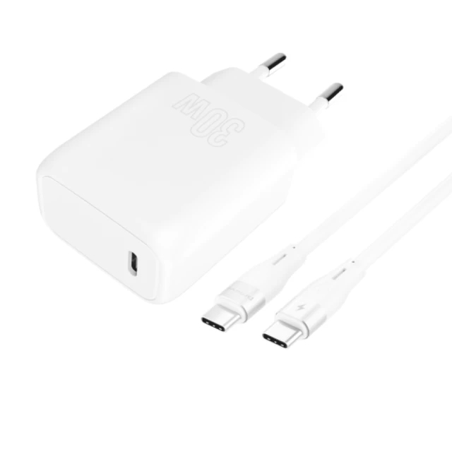 Мережевий зарядний пристрій Proove Silicone Power FC 30W USB-C with USB-C to USB-C Cable White (WCSP30022202)