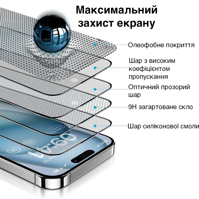 Защитное стекло Upex 6D для iPhone 15 Black (UP51494)