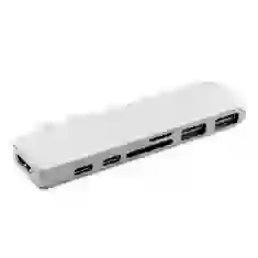 USB-хаб Upex USB Type-Cx2 - HDMI/USB 3.0x2/USB Type-Cx2/SD+TF Card Reader Silver (UP10187)