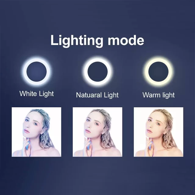 Комплект кольцевая светодиодная RGB лампа LED Lux 45 см MJ18 со штативом и тройным зажимом телефона для селфи и пультом