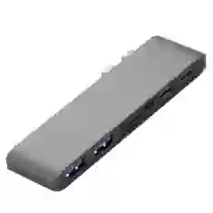 USB-хаб Upex USB Type-Cx2 - HDMI/USB 3.0x2/USB Type-Cx2/SD+TF Card Reader Space Gray (UP10184)