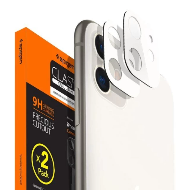 Защитное стекло Spigen для камеры iPhone 11 Full Cover Camera Lens (2 pack) White (AGL00507)