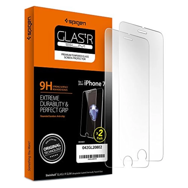 Защитное стекло Spigen для iPhone 8/7 SLIM HD (2 Pack) (042GL20802)