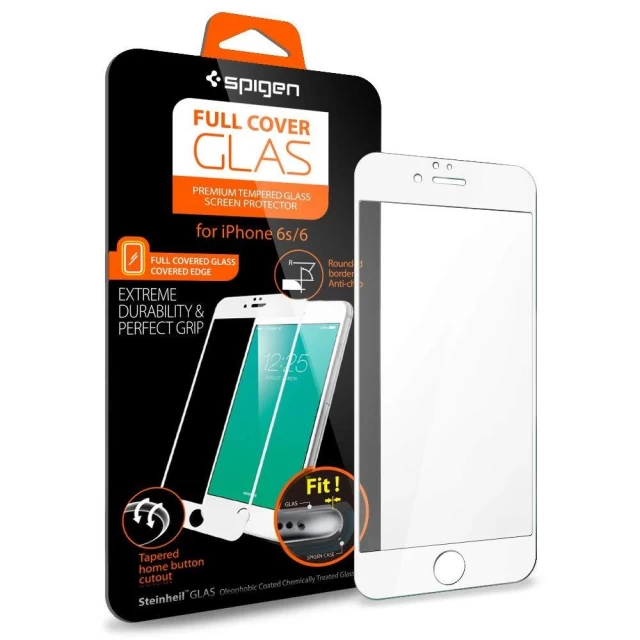 Захисне скло Spigen для iPhone 6/6s Full Cover White (SGP11590)