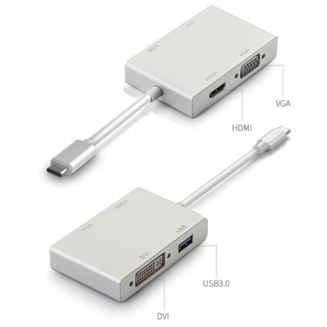 USB-хаб Upex USB Type-C - HDMI/VGA/DVI/USB3.0 (UP10127)
