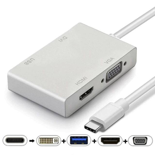 USB-хаб Upex USB Type-C - HDMI/VGA/DVI/USB3.0 (UP10127)