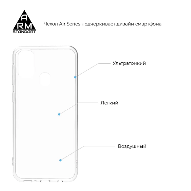 Комплект ARM для Samsung Galaxy M21 (захисне скло Full Glue + чохол Air Series) (ARM58043)