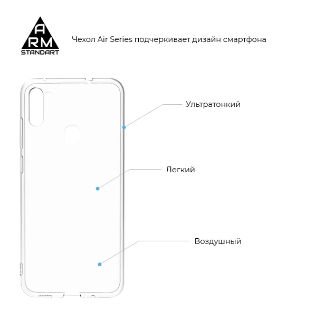 Комплект ARM для Samsung Galaxy A11/M11 (захисне скло Full Glue + чохол Air Series) (ARM58046)