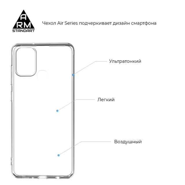 Комплект ARM для Samsung Galaxy A21s (Защитное стекло Full Glue + Чехол Air Series) (ARM58050)