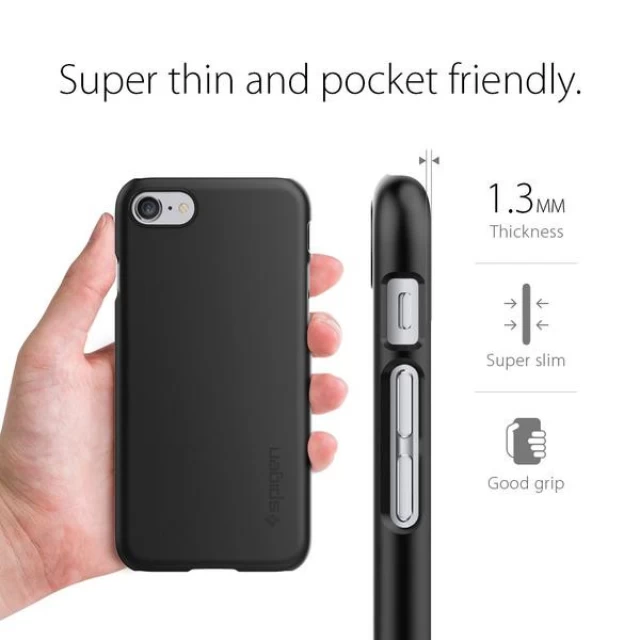 Чехол Spigen для iPhone SE 2020/8/7 Thin Fit Mat Black (042CS20427)