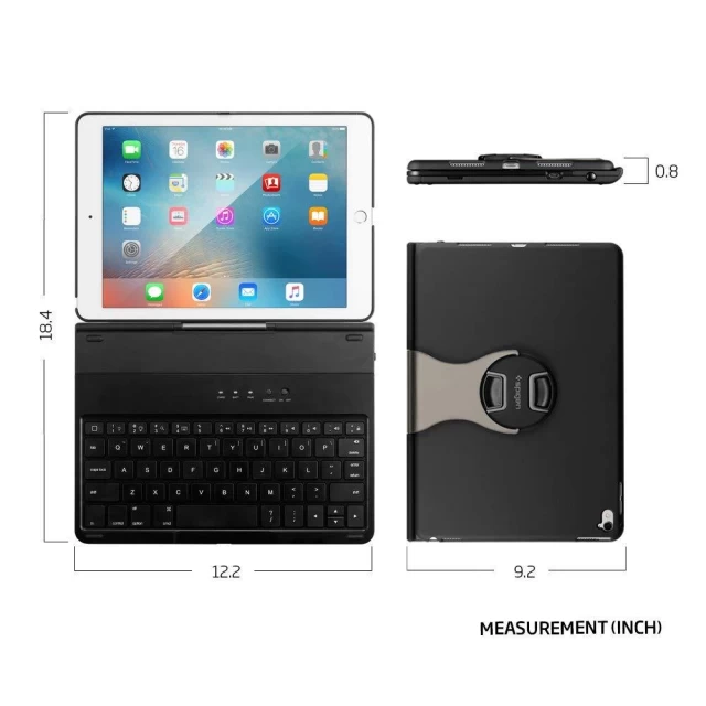 Чохол Spigen для iPad Pro 9.7/Air 2/iPad 6 (K101W) з бездротовою клавіатурою Bluetooth і стилусом (044EP20378)