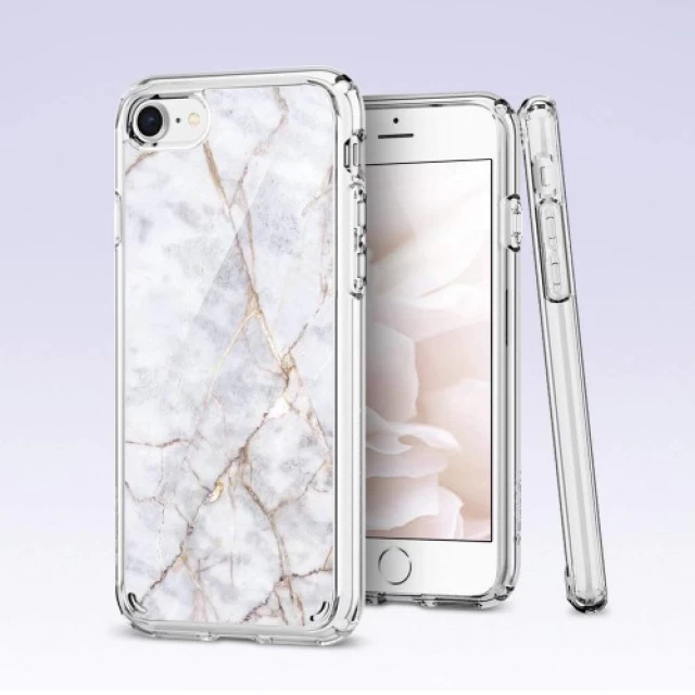 Чехол Spigen для iPhone SE 2020/8/7 Ultra Hybrid 2 Marble Carrara White (054CS24049)