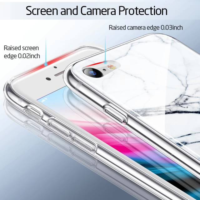 Чехол ESR для iPhone SE 2020/8/7 Mimic Marble Tempered Glass White Sierra (4894240064863)