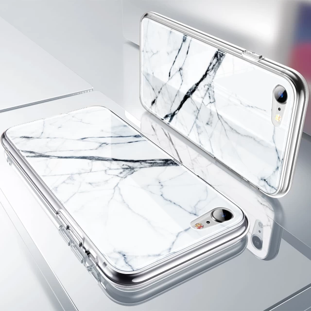 Чохол ESR для iPhone SE 2020/8/7 Mimic Marble Tempered Glass White Sierra (4894240064863)
