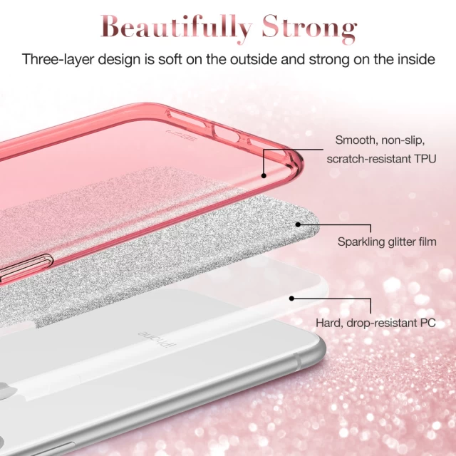 Чохол ESR для iPhone 11 Makeup Glitter Rose Gold (3C01192300402)