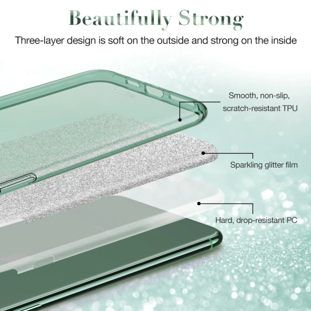 Чехол ESR для iPhone 11 Pro Makeup Glitter Pine Green (3C01192160502)