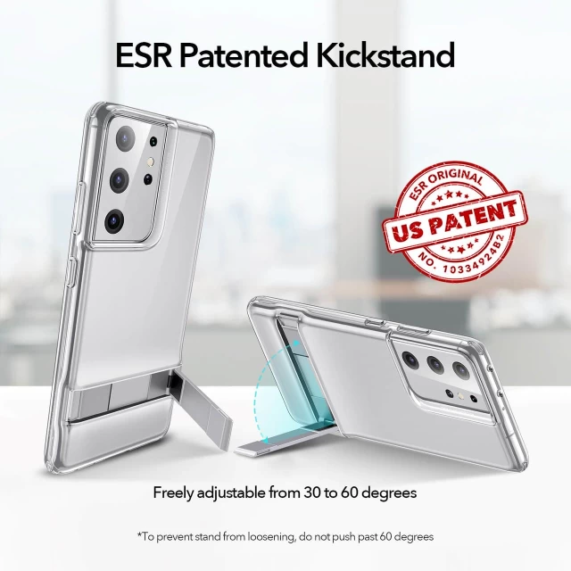 Чохол ESR для Samsung Galaxy S21 Ultra Air Shield Boost Metal Kickstand Clear (3C01202170201)