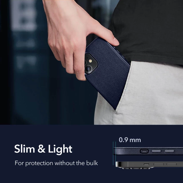 Чехол ESR для iPhone 12 mini Metro Premium Leather Navy Blue (3C01201200301)