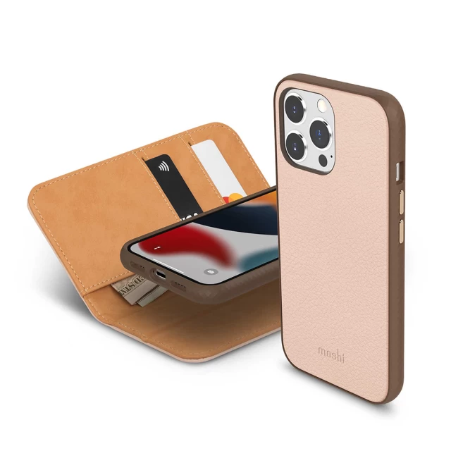 Чохол-книжка Moshi Overture Case with Detachable Magnetic Wallet для iPhone 13 Pro Luna Pink (99MO133303)
