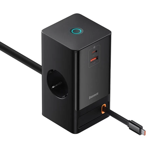 Мережевий зарядний пристрій Baseus PowerCombo Digital PowerStrip 65W USB-C Black (PSLR000301)