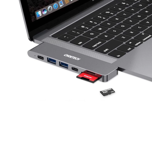 USB-хаб Choetech 7-in-1 USB-C to 2xUSB-A/2xUSB-C/HDMI/SD/TF Grey (HUB-M14)