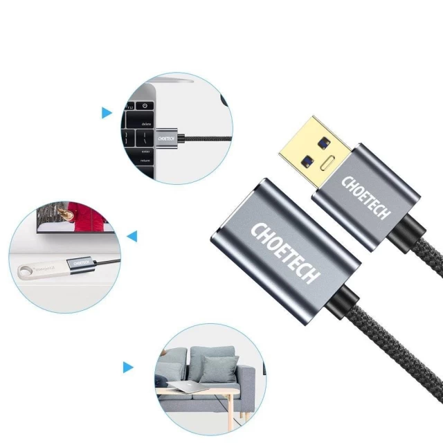 Адаптер Choetech USB-A to USB-A Grey (XAA001)