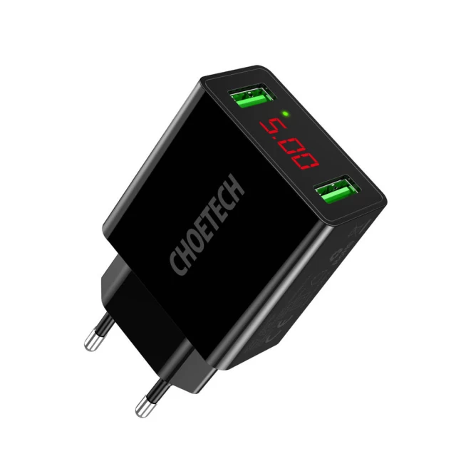 Сетевое зарядное устройство Choetech PD 11W 2xUSB-A Black (C0028)