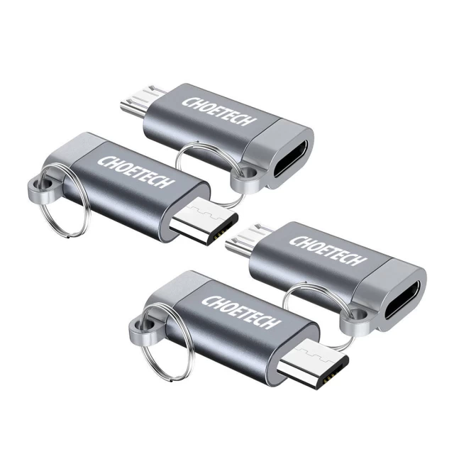 Адаптер Choetech microUSB to USB-C Grey (4 Pack) (MIX00084 (PD-2CMGY*4))