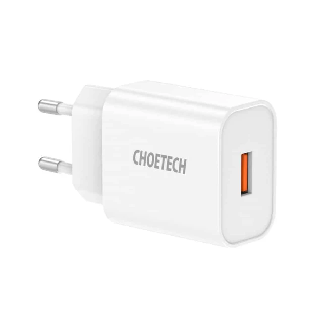 Мережевий зарядний пристрій Choetech QC 33W USB-A with USB-C to USB-A Cable White (Q5003-white)