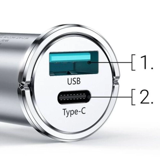 Автомобільний зарядний пристрій Joyroom Quick Charge USB-A/USB-C 20W 5A Blue (C-A45-BL)