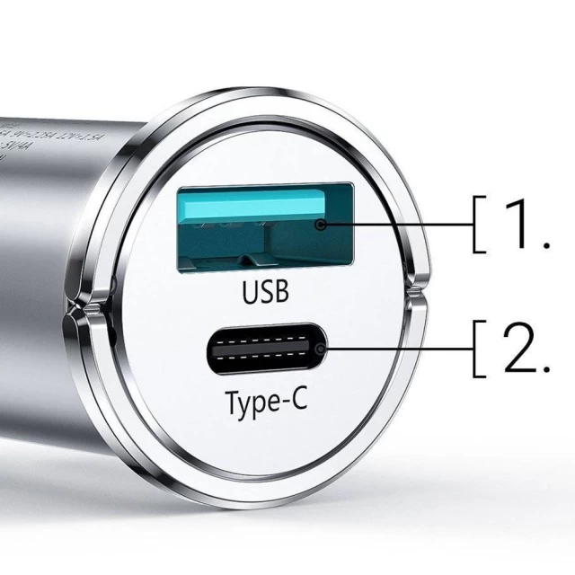 Автомобильное зарядное устройство Joyroom Quick Charge USB-A/USB-C 20W 5A Silver (C-A45-SL)